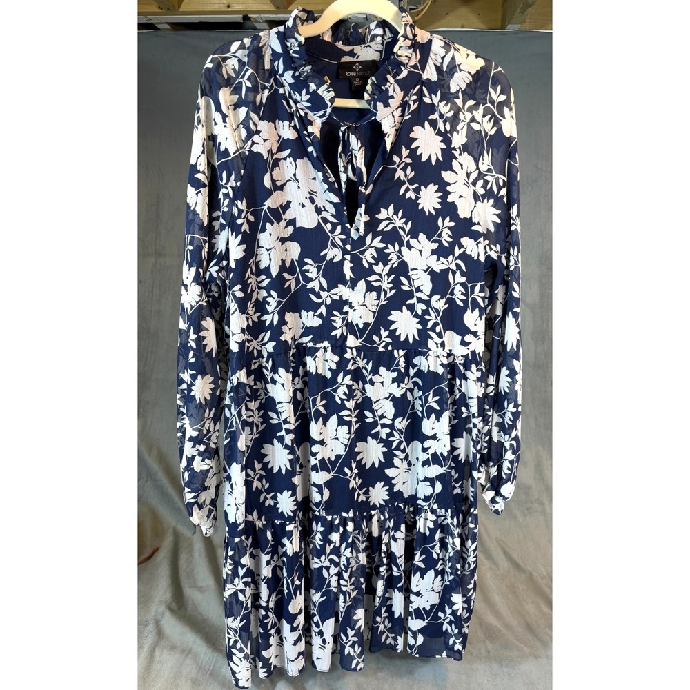 Womens Dress Blue Floral Balloon Sleeve Sheer Ruffle Whimsifairy Wedding 12